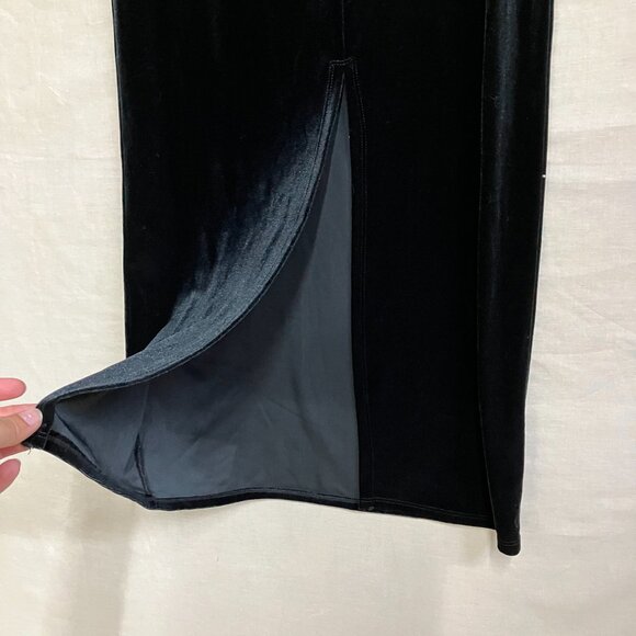 NWT Wild Fable Women's Size XS Black Satin Elastic Waist Velour Maxi Skirt - Picture 10 of 13